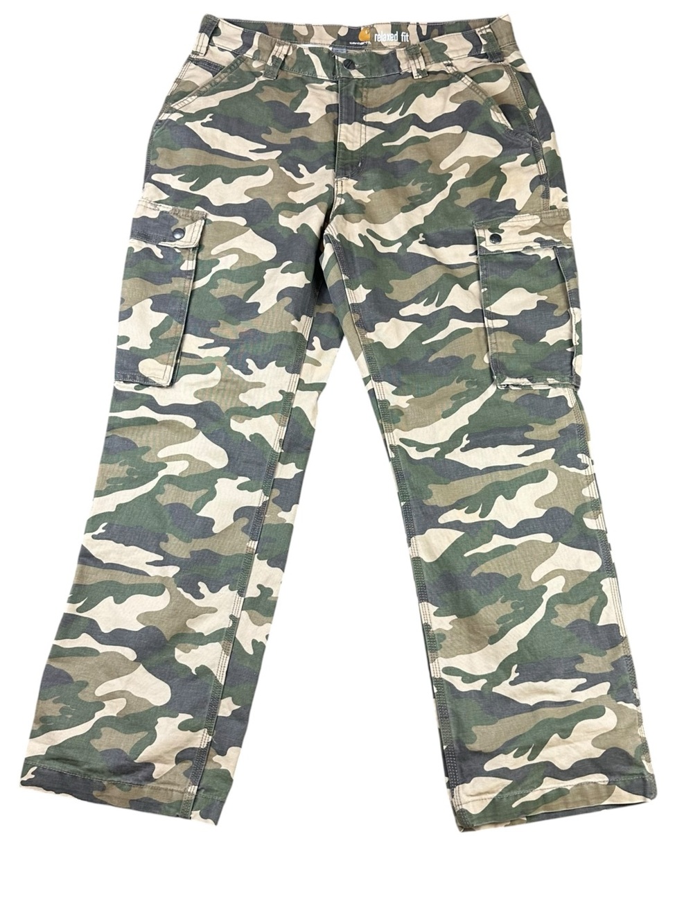 Carhartt Men's Relaxed Fit Camo Jeans - Green/Tan Size 36 X 30